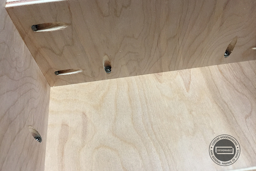 glue and screw the plywood pieces together using Kreg pocket hole screws