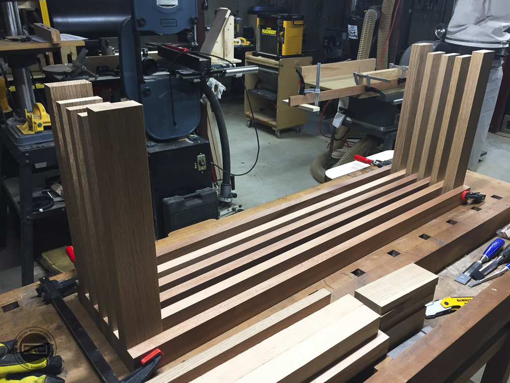 designable slat table concept being mocked up