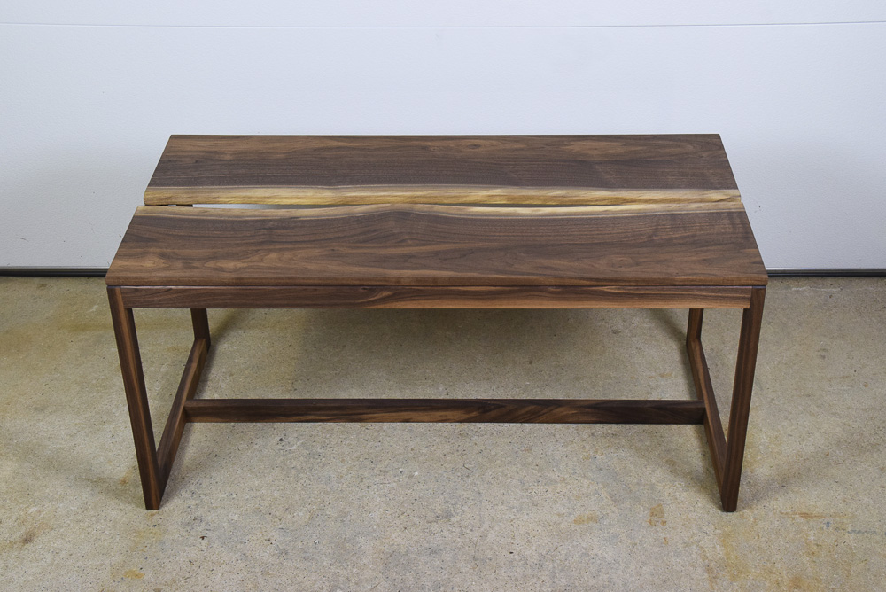 live edge walnut crevice coffee table