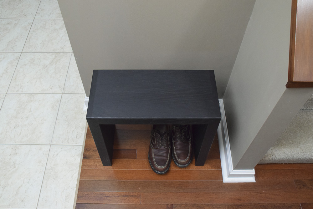 top view of black oak sitting benches