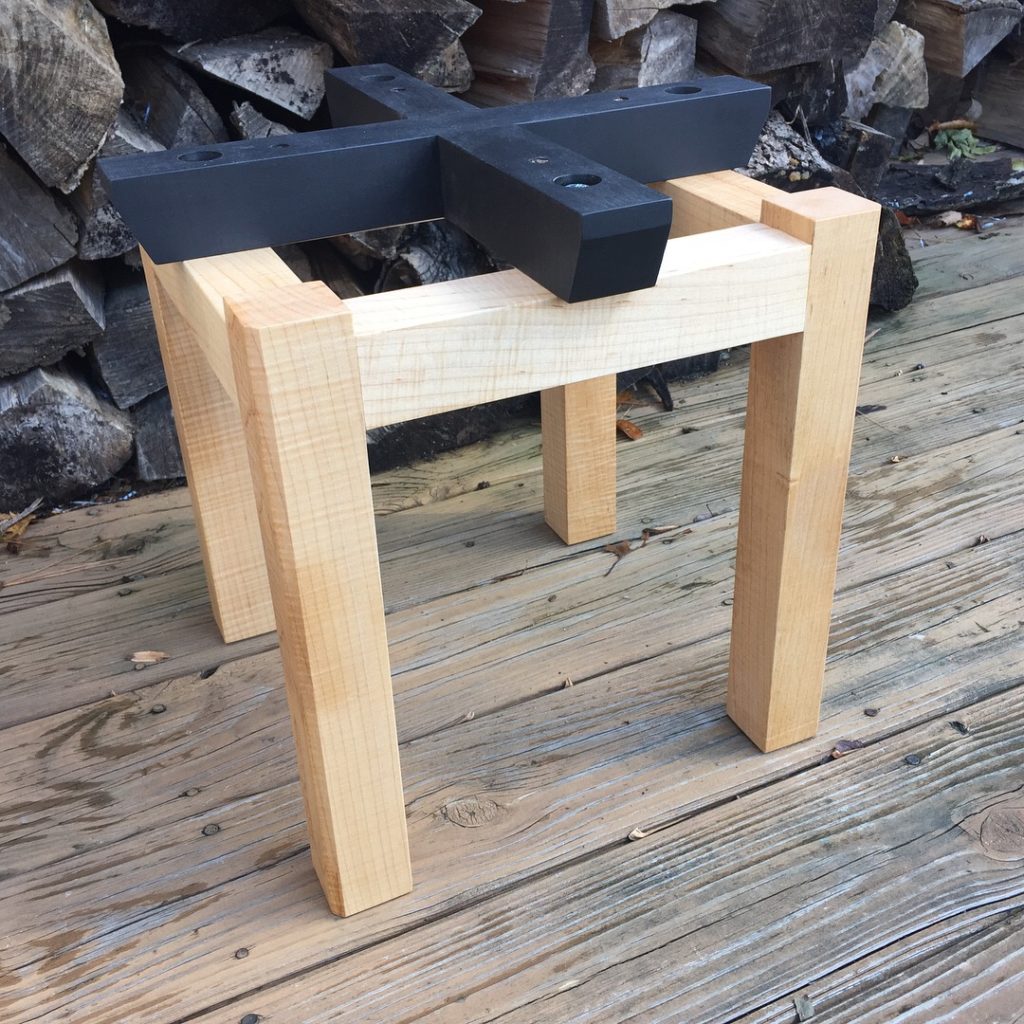 curly maple open end table base