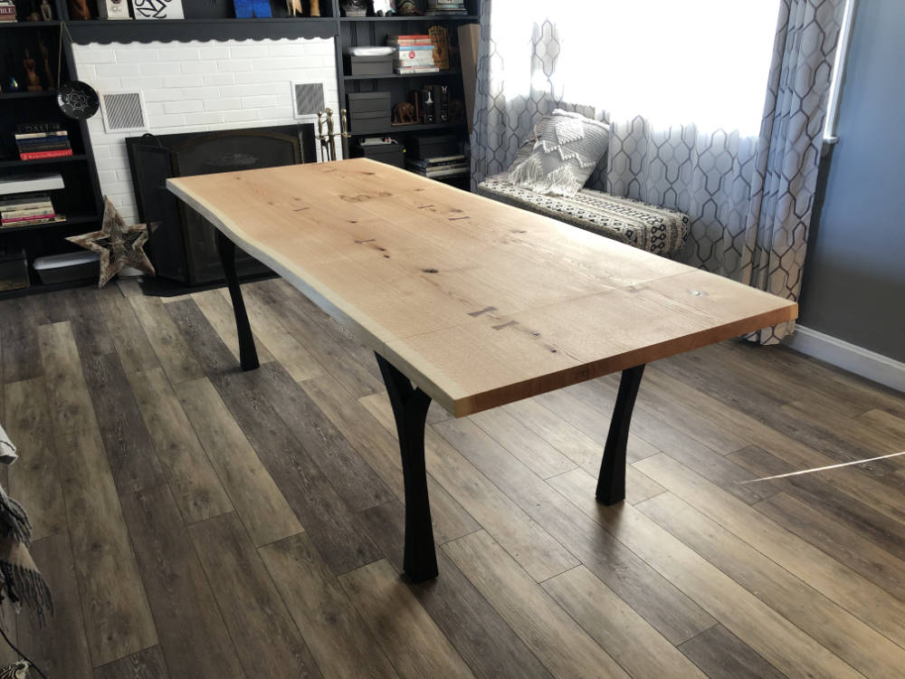 custom furniture. live edge red oak slab dining table